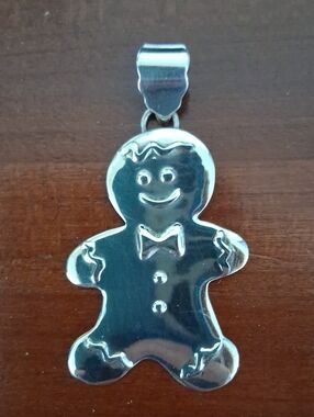 Sterling Silver Gingerbread Man Holiday Pendant